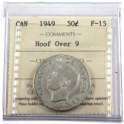 1949 Canada 50-cent Hoof Over 9 ICCS Certified F-15.