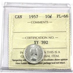 1957 Canada 1o-cent ICCS Certified PL-66.