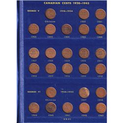Estate Lot of 1920-1968 Canadian Small Cents in Blue Whitman Album - Includes Every Date! 53pcs