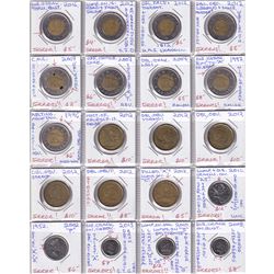 Estate Lot of Canada 3x 10-cent, 2x 25-cent, 6x Loon $1 & 9x $2 Assorted 'Errors'. Some examples fea