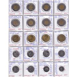 Estate Lot of Canada 5-cent, 10-cent, 6x 25-cent, 4x Loon $1 & 8x $2 Assorted 'Errors'. Some example