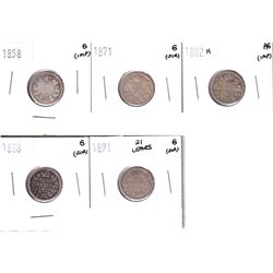 1858-1891 Canada 10-cent - 1858 Good, 1871 Good, 1882H AG, 1888 Good & 1891 Good. Coins contain vari