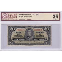 BC-25a 1937 Bank of Canada $20, Osborne-Towers, S/N: A/E045184. BCS Certified VF-35 Original. *Rare 
