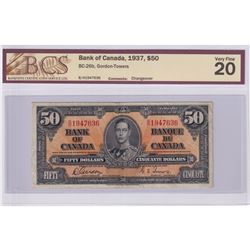 BC-26b 1937 Bank of Canada $50, Gordon-Towers, S/N: B/H1947636. BCS Certified VF-20 'Changeover'