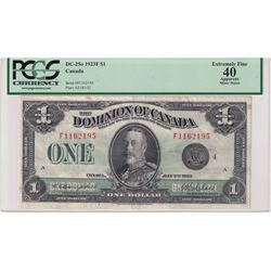 DC-25o 1923 Dominion of Canada $1, Campbell-Clark, S/N: F1162195-A. PCGS Certified EF-40 (Minor stai