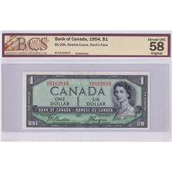 BC-29b 1954 Bank of Canada  Devil's Face $1,Beattie-Coyne S/N: M/A6162619. BCS Certified AU-58 Origi