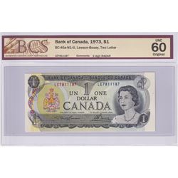 BC-46a-N1-iii 1973 Bank of Canada 3 Digit Radar $1, Lawson-Bouey, S/N: LE7811187. BCS Certified UNC-