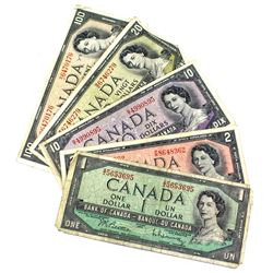 Lot of 6x 1954 Modified Banknotes. Lot includes $1, $2, $10, $20, $100. Note the $20 & $100 have wri