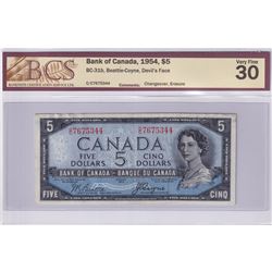 BC-31b 1954 Bank of Canada Devil's Face $5, Beattie-Coyne, S/N: C/C7675344. BCS Certified VF-30 (Era
