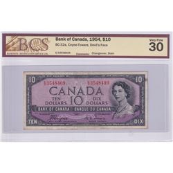 BC-32a 1954 Bank of Canada Devil's Face $10, Coyne-Towers, S/N: E/D3548409. BCS Certified VF-30 (Sta