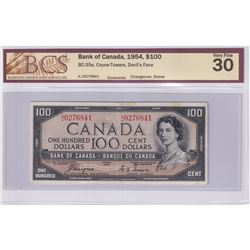 BC-35a 1954 Bank of Canada Devil's Face $100, Coyne-Towers, S/N: A/J0276841. BCS Certified VF-30 (Sm