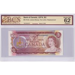BC-47aA 1974 Bank of Canada Replacement $2, Lawson-Bouey, S/N: *BC0384557. Choice UNC-62 Original.