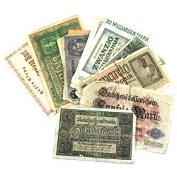Lot of 11x Vintage German Banknotes 1914-1937. Notes are in circulated condition some have impairmen