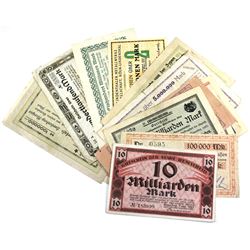 Lot of 14x Vintage 1923 German 'Not Geld' Banknotes.  Condition ranges from Circulated to EF+. Scarc