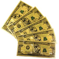 Lot of 5x $1 Million United states Novelty Golden Banknotes. Notes are in New Condition.  5pc