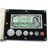 Image 1 : 1867-1967 Centennial Commemorative Banknote and Coin set in custom Hard Acrylic Holder. Protective b
