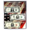 Image 1 : Set of 3x United States Obsolete Paper Currency in Plastic Display board. Lot includes 1957 $1 Silve