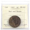 Image 1 : 1907 1-cent ICCS Certified MS-63 Red and Brown. Nice consistent tones on both obverse and reverse.