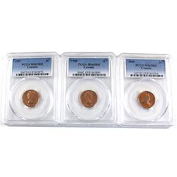 Lot of 3x PCGS Certified Canadian 1-cent. Lot includes a 1957, 1958 & 1959 all MS-65 RED!