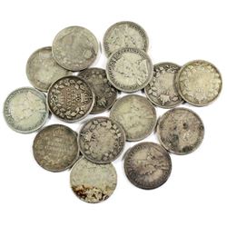 Estate lot of 15x 1914 Silver George 5th 10-cent. All coins are lower grades Good to Fine, dates are