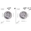 Image 1 : Lot of 2x error Silver 25-cent with rotated dies. Lot includes a 1959 in BU Condition and a 1961 in 