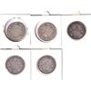 Image 2 : Estate Lot of 5x Silver George 5th 50-cent. Lot includes: 1913 F+, 1916 VG, 1917 VG, 1918 F+, & 1929