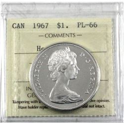 1967 Silver $1.00 ICCS Certified PL-66 Heavy Cameo! Mirror finishes!