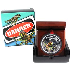 2008 Tuvalu $1 Deadly & Dangerous Series - Blue-Ringed Octopus 1oz Fine Silver Coin. Mintage of only