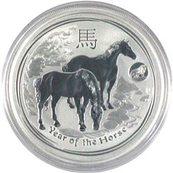 2014 Australia 1oz Year of the Horse with Lion Privy .999 Fine Silver Coin (Capsule scratched). TAX 