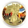 Image 1 : 2018 USA 1oz Fire Eagle Coloured & Gilded .999 Fine Silver Eagle in Capsule. (TAX Exempt)
