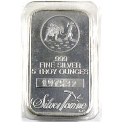 5oz Silvertowne .999 Fine Silver Bar in Sealed Mint Plastic. (TAX Exempt)