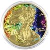 Image 1 : 2018 USA 1oz Colourful Smoke Coloured & Gilded .999 Fine Silver Eagle in Capsule. (TAX Exempt)