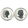 Image 2 : 1999 Rabbit & 2004 Taurus Privy Canada 1oz .9999 Fine Silver Maple Leafs (1999 coin lightly scuffed)