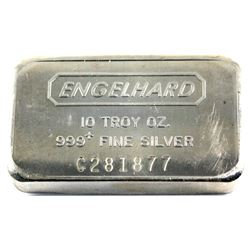 Vintage 10oz Engelhard .999 Fine Silver Bar. (TAX Exempt)