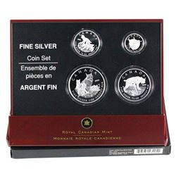 2005 Canada The Lynx .9999 Fine Silver Fractional 4-coin Set. (TAX Exempt)