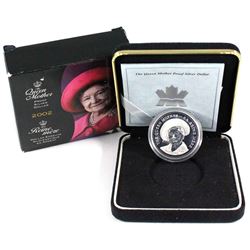2002 Canada Queen Mother Proof Sterling Silver Dollar (Lightly toned on back of coin, capsule is scu