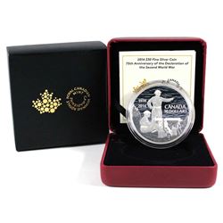 2014 Canada $30 75th Anniversary of the Declaration WWII Fine Silver Coin. (TAX Exempt)