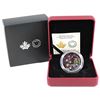 Image 1 : 2018 Canada $20 Queen Elizabeth II's Maple Leaves Brooch Fine Silver Coin. Low COA #0449/5500. (TAX 