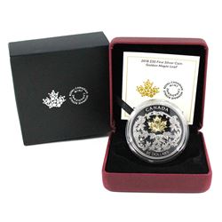 2018 Canada $30 2oz Golden Maple Leaf Gold Plated Fine Silver Coin.