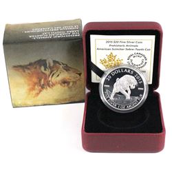 2015 Canada $20 Prehistoric Animals - American Scimitar Sabre-Tooth Cat Fine Silver Coin. (TAX Exemp