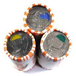 All Coloured Circulated Rolls - 2011 Canada Orca, Whale & Falcon 25ct rolls. 3 rolls.