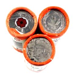 2005 Veteran, 2006 Bravery & 2008 Poppy 25-cent Original Rolls of 40pcs. 2005 & 2006 are special wra