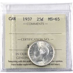 1937 Canada 25-cent ICCS Certified MS-65.