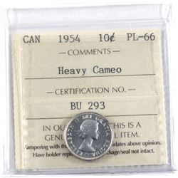 1954 Canada 10-cent ICCS Certified PL-66 Heavy Cameo.