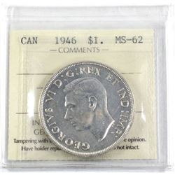 1946 Canada Silver $1 ICCS Certified MS-62.