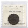 Image 1 : 1901 Canada 1-cent ICCS Certified MS-62 Red and Brown.