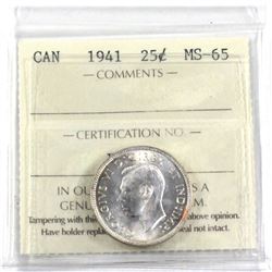 1941 Canada 25-cent ICCS Certified MS-65.