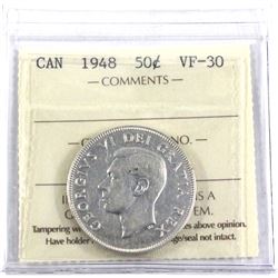 1948 Canada 50-cent ICCS Certified VF-30.