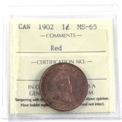 1902 Canada 1-cent ICCS Certified MS-65 Red.