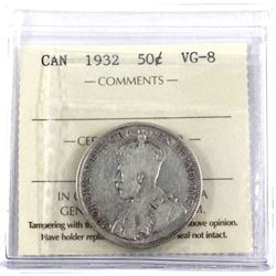 1932 Canada 50-cent ICCS Certified VG-8. *KEY DATE*